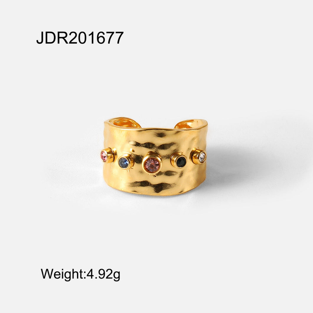 18K Gold-Plated Cubic zirconia Bands Cuff Rings